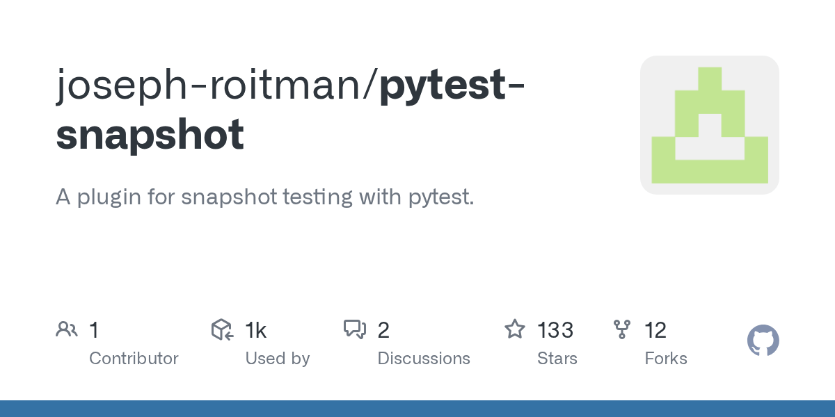 GitHub josephroitman/pytestsnapshot A plugin for snapshot testing