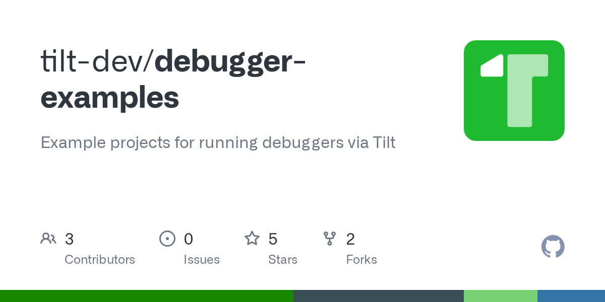 GitHub tiltdev/debuggerexamples Example projects for running