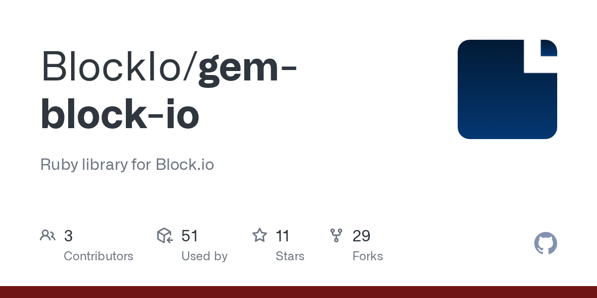 GitHub BlockIo/gemblockio Ruby library for Block.io