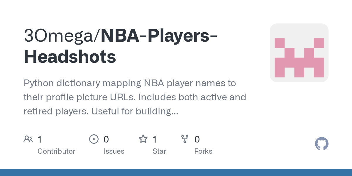 GitHub 3Omega/NBAPlayersHeadshots Python dictionary mapping NBA