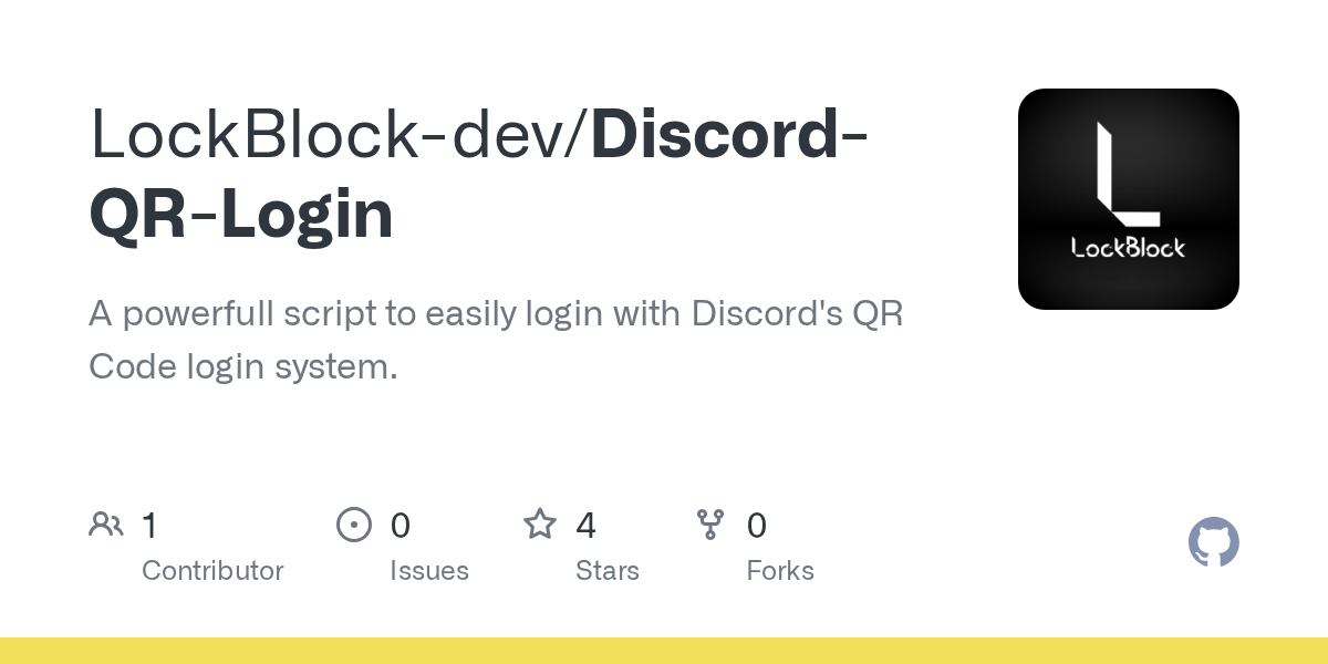 GitHub LockBlockdev/DiscordQRLogin A powerfull script to easily