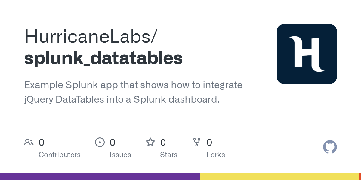 GitHub HurricaneLabs/splunk_datatables Example Splunk app that shows