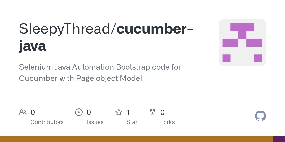 GitHub SleepyThread/cucumberjava Selenium Java Automation Bootstrap