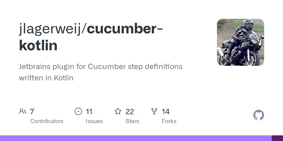 GitHub jlagerweij/cucumberkotlin Jetbrains plugin for Cucumber step definitions written in