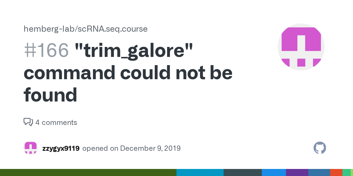 "trim_galore" command could not be found · Issue 166 · hemberglab