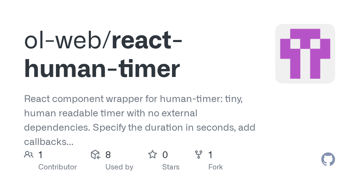 GitHub olweb/reacthumantimer React component wrapper for human