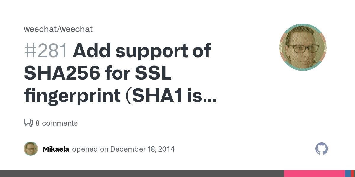 Add support of SHA256 for SSL fingerprint (SHA1 is deprecated) · Issue