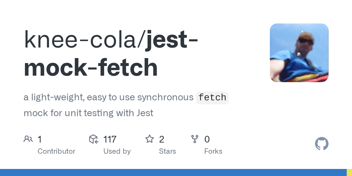 GitHub kneecola/jestmockfetch a lightweight, easy to use