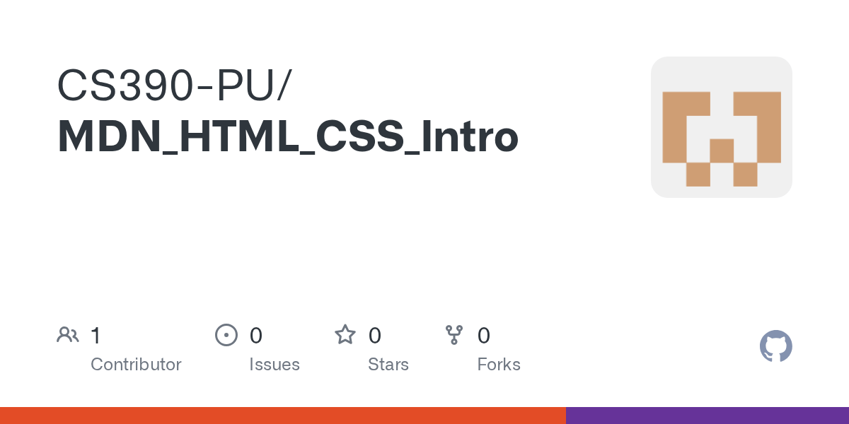 GitHub CS390PU/MDN_HTML_CSS_Intro