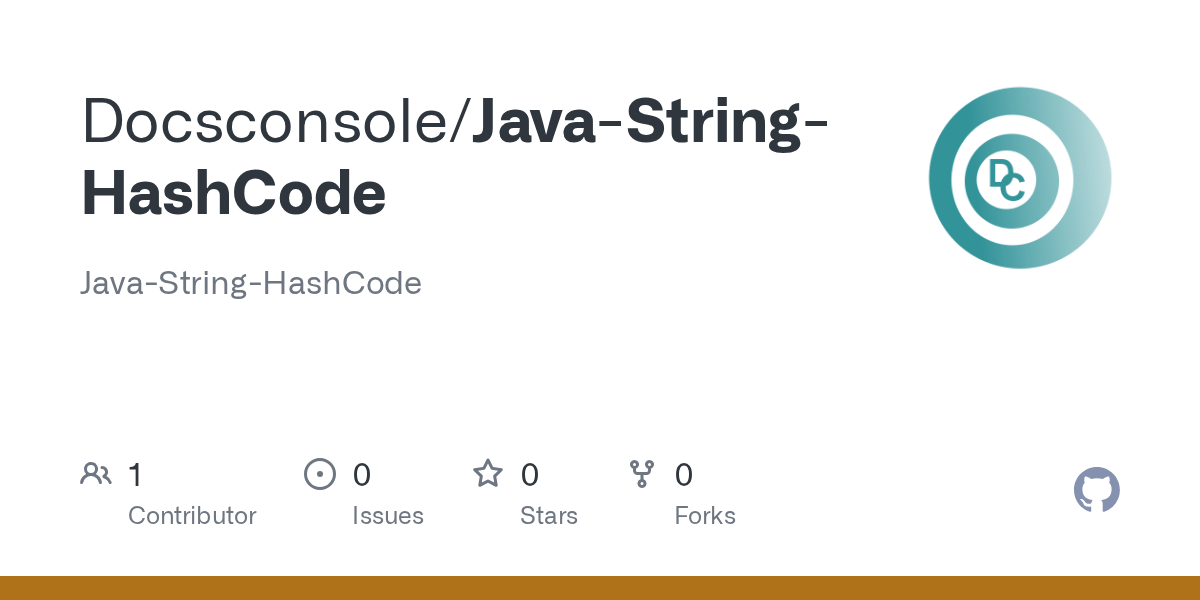 GitHub Docsconsole/JavaStringHashCode JavaStringHashCode