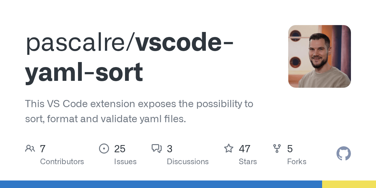 GitHub pascalre/vscodeyamlsort This VS Code extension exposes the
