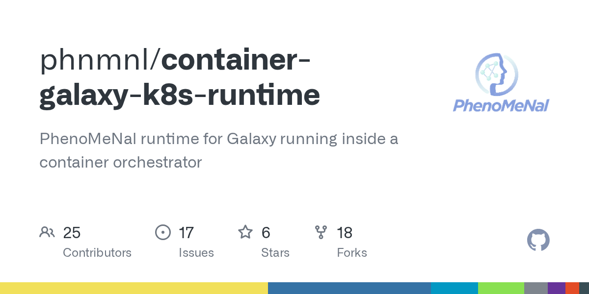 GitHub phnmnl/containergalaxyk8sruntime PhenoMeNal runtime for Galaxy running inside a