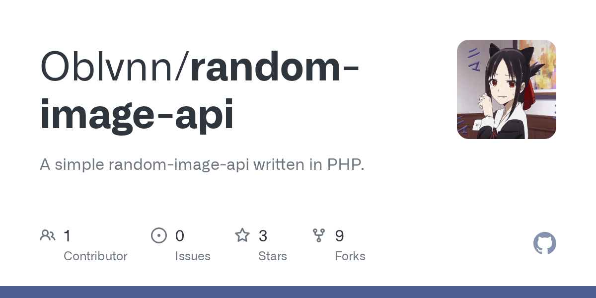 GitHub Oblvnn/randomimageapi A simple randomimageapi written in PHP.