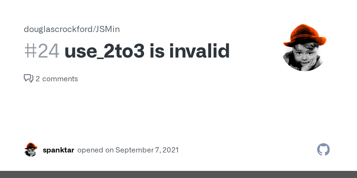 use_2to3 is invalid · Issue 24 · douglascrockford/JSMin · GitHub
