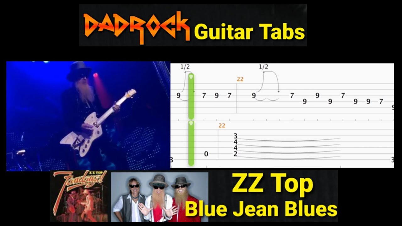 Blue Jean Blues ZZ Top Beginner Blues Guitar TABS Lesson Open G