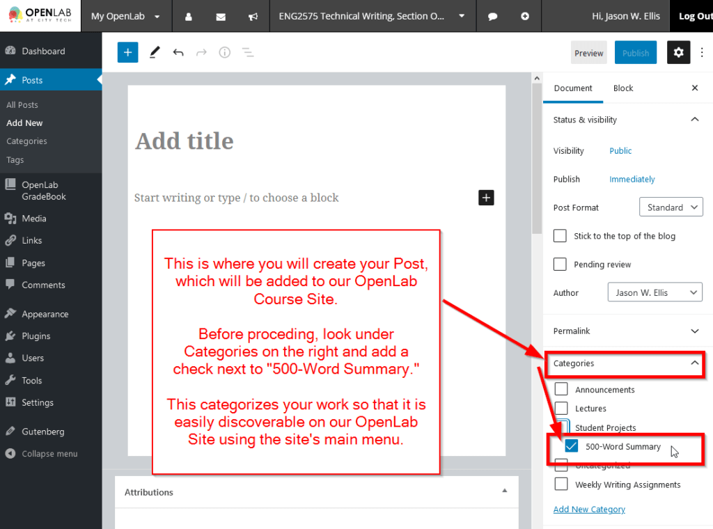 How to Submit Your 500Word Summary, Week 4 ENG2575 OL88