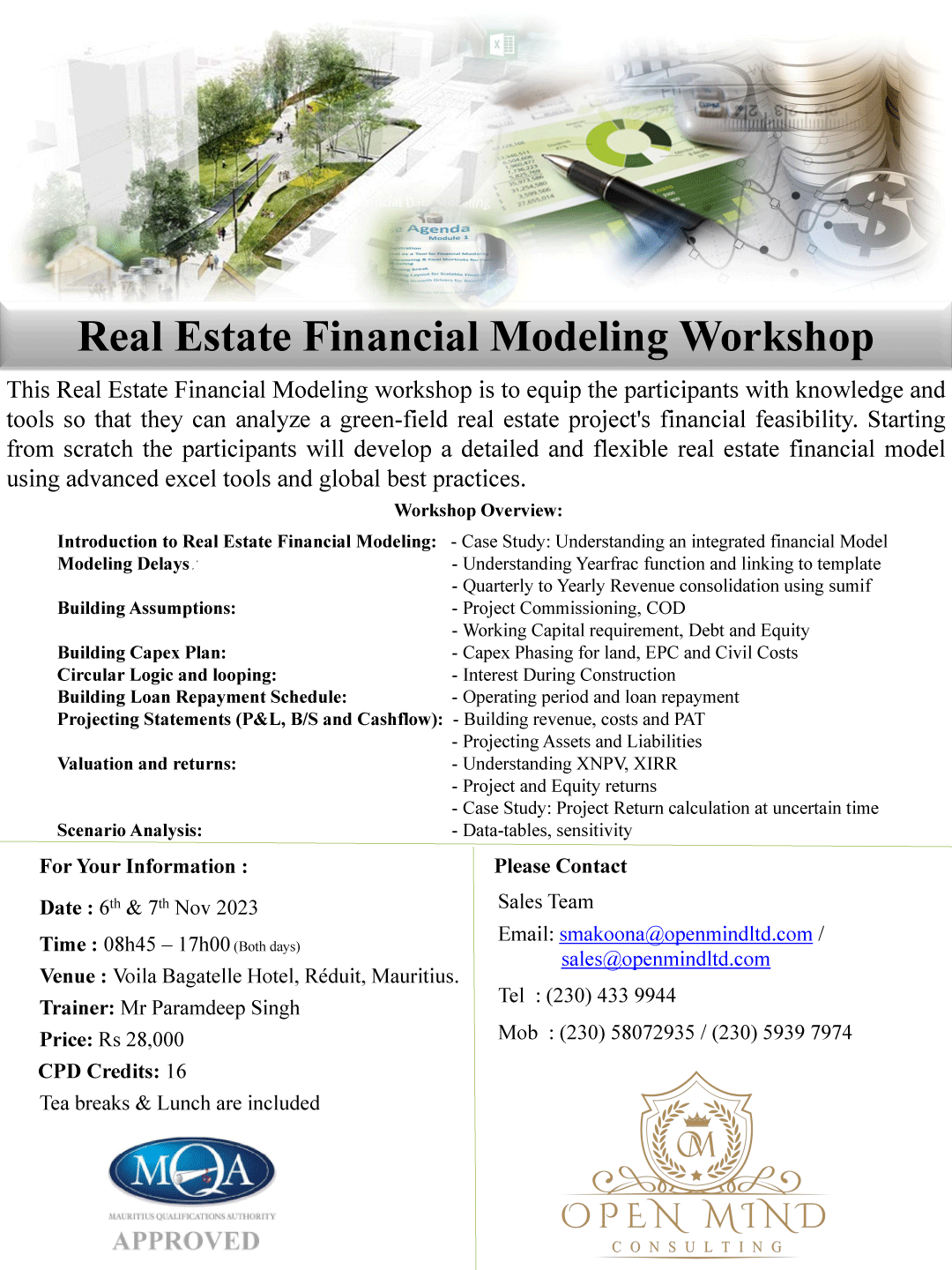 Real Estate Financial Modeling Open Mind Consulting