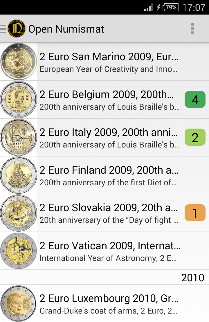 OpenNumismat free coin collecting software