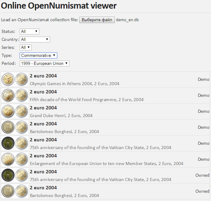 OpenNumismat free coin collecting software