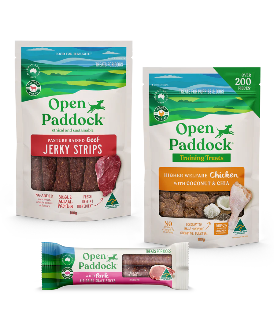 Ethical and sustainable, healthy dog treats OPEN PADDOCK™