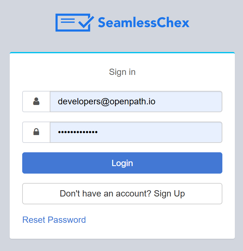 SEAMLESS CHEX Get a Seamless Chex API Key OpenPath, Inc.