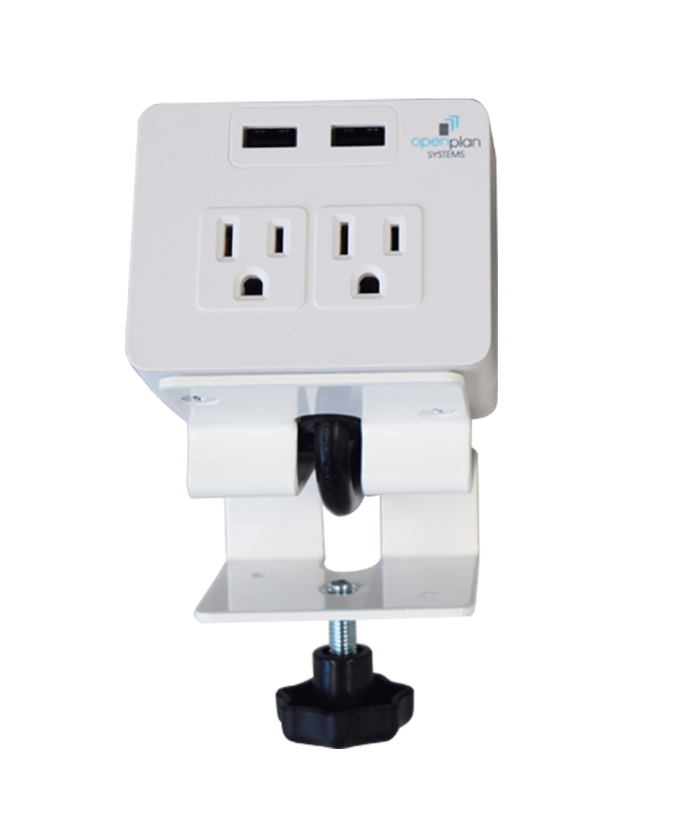 Plug-In Clamp Duplex (With Plug) w/ Power & USB | Open Plan