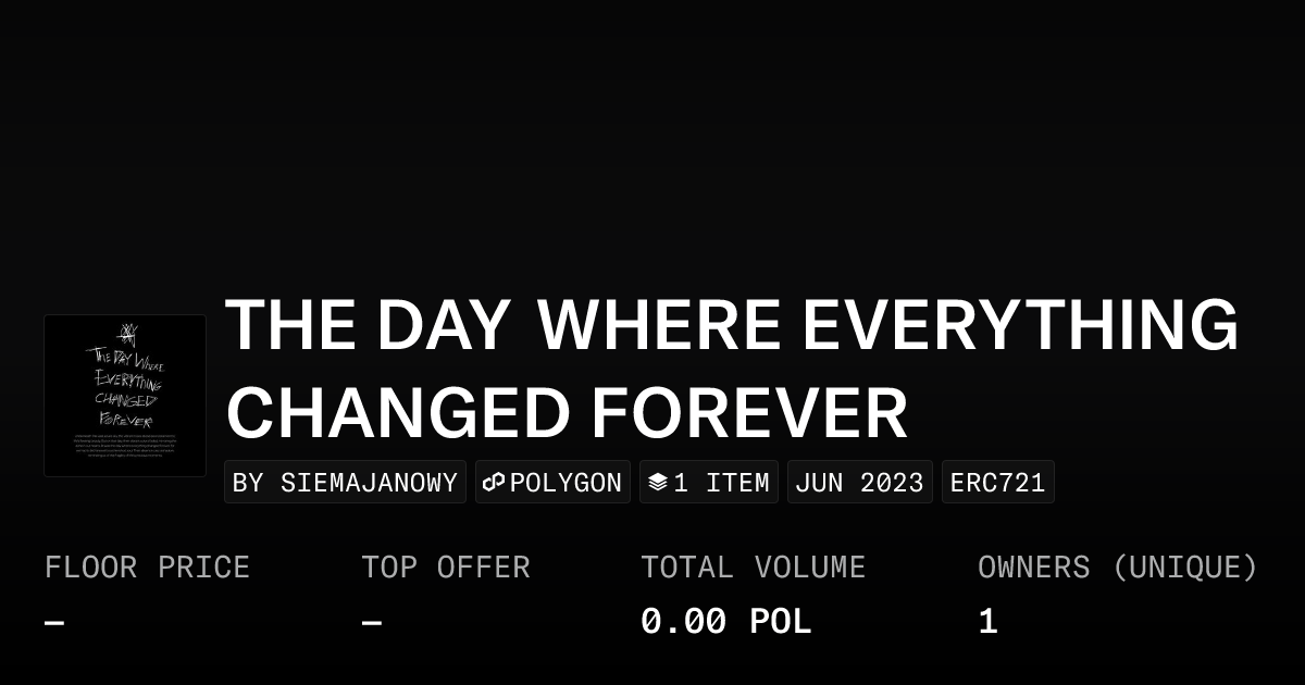 THE DAY WHERE EVERYTHING CHANGED FOREVER Collection OpenSea