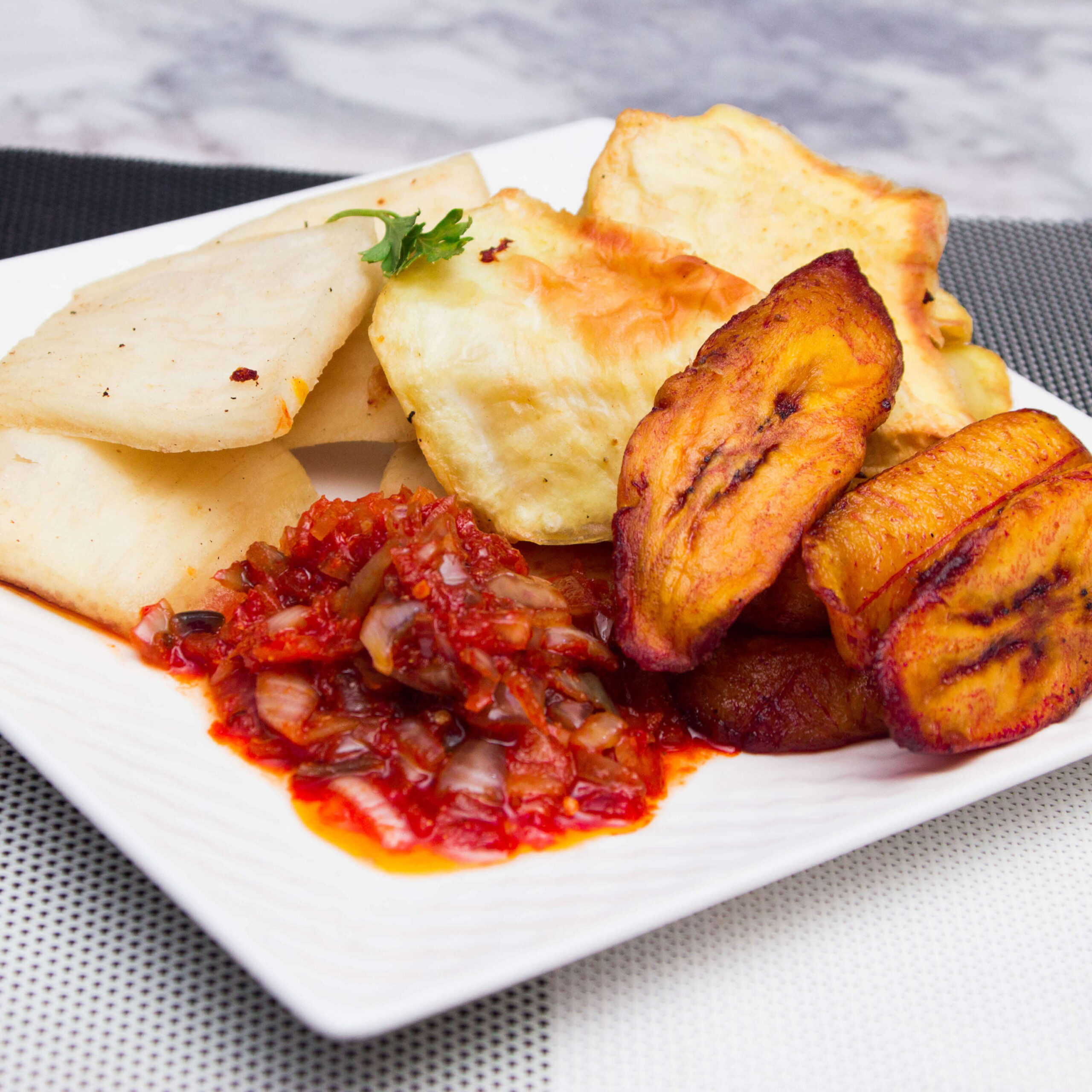 Fried Yam, Plantain and Potatoes Open Sharaton Eatery