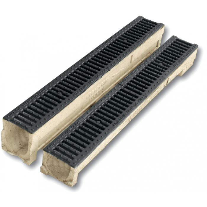 Rigola fonta ductila cu canal de beton polimeric cu grătar CAPOL 13/15