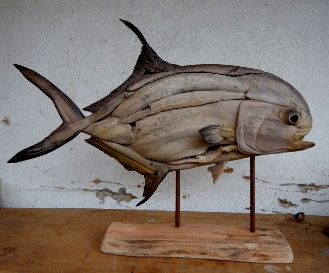 Tony Fredriksson Open Sky Woodart Fish Driftwood Sculptures & Art