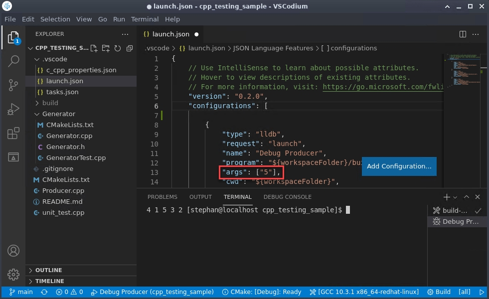 Set up a build system with CMake and VSCodium
