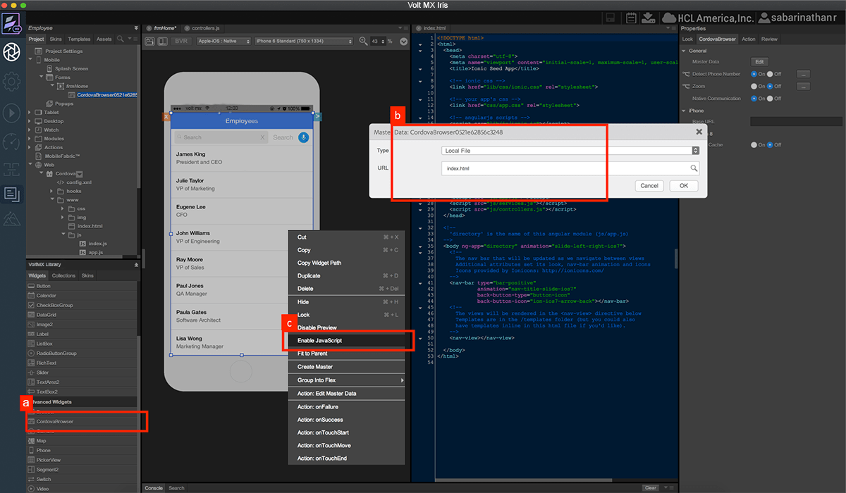 Embedding Cordova Application HCL Volt MX Documentation V9.5