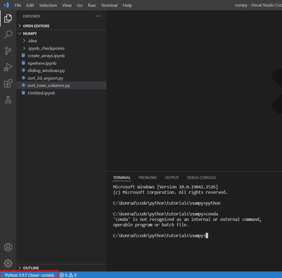 Setup Anaconda (Python) to Work With Visual Studio Code on Windows