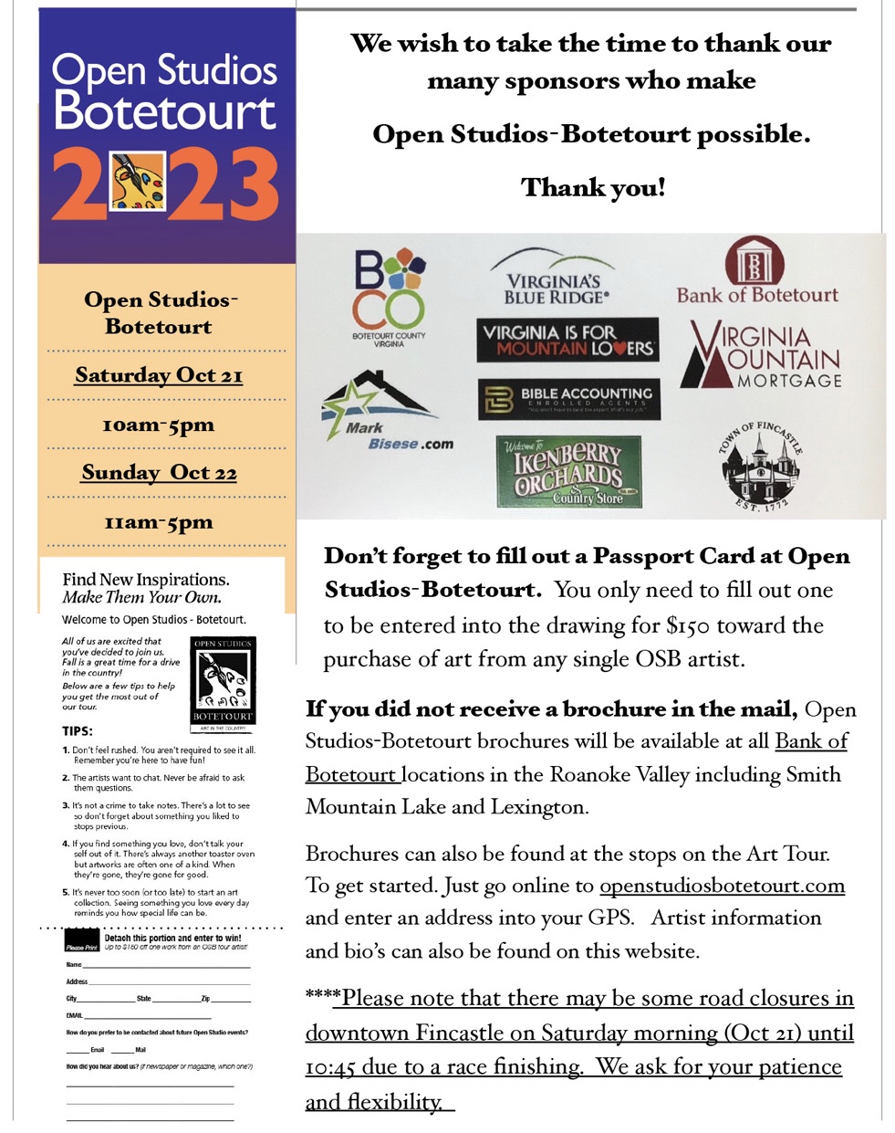OSB Updates! Open Studios Botetourt 2024