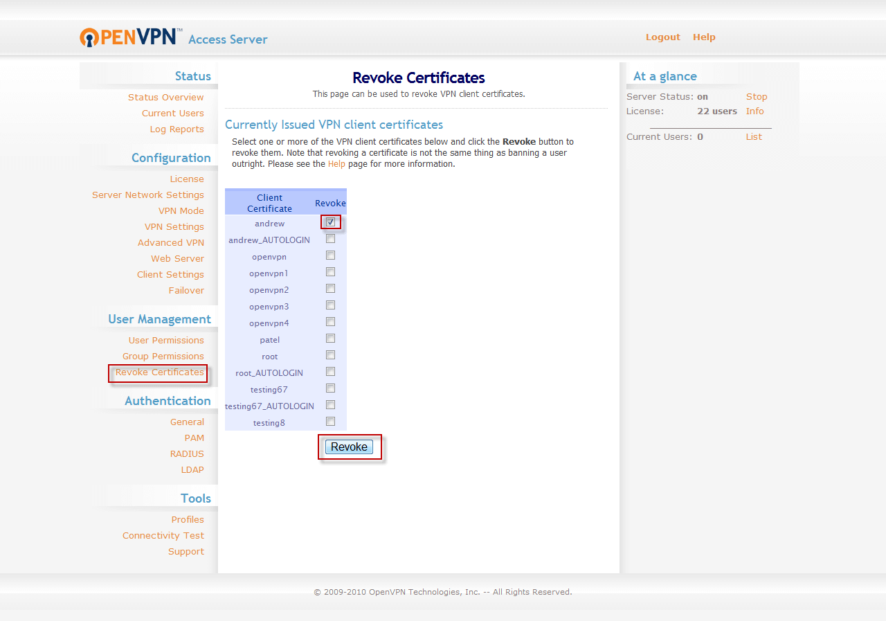 How to revoke a users certificate OpenVPN