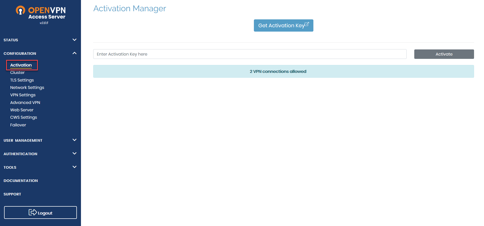 Activating An OpenVPN License On The Access Server OpenVPN