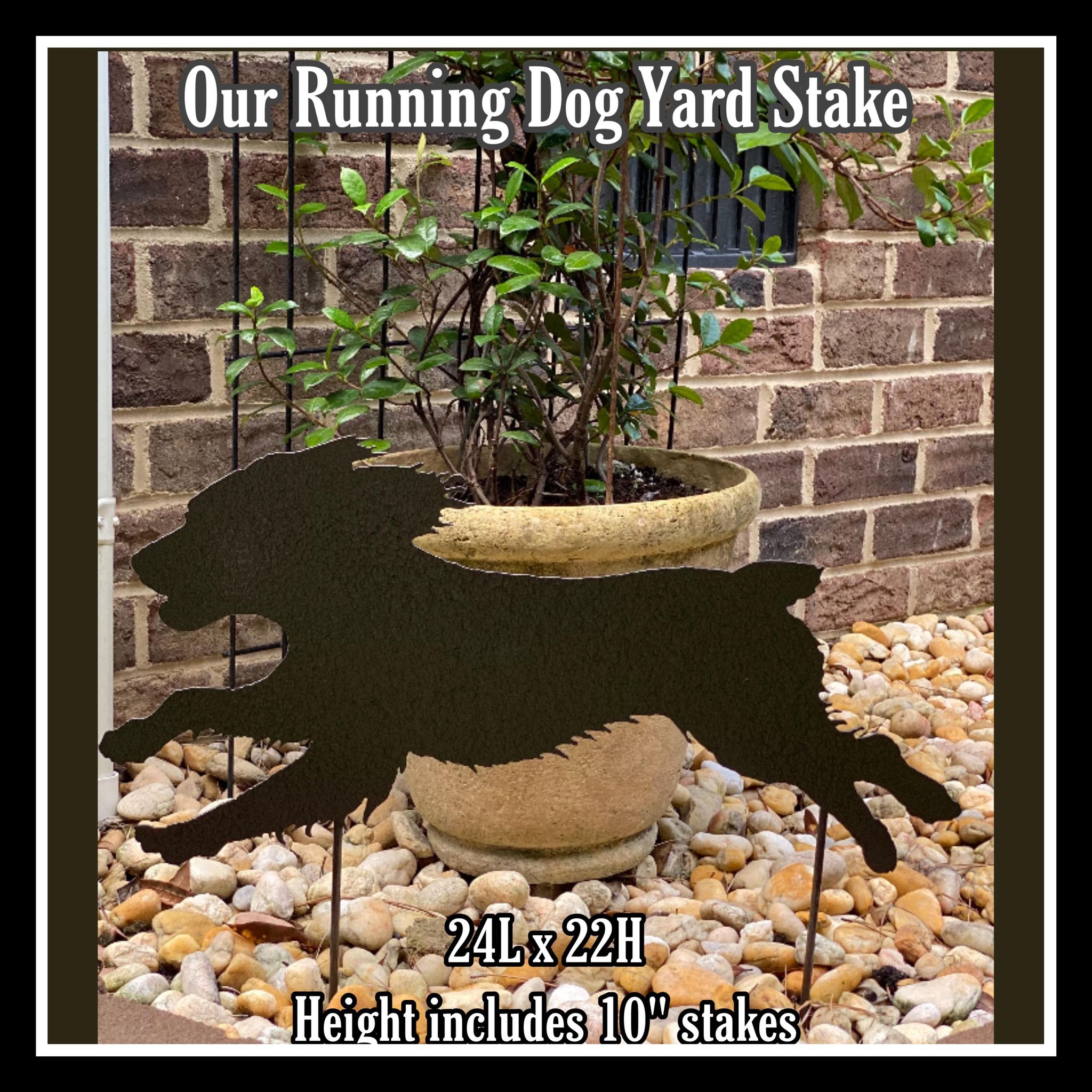 OLBD Metal Running Dog Yard Stake Operation Little Brown Dog