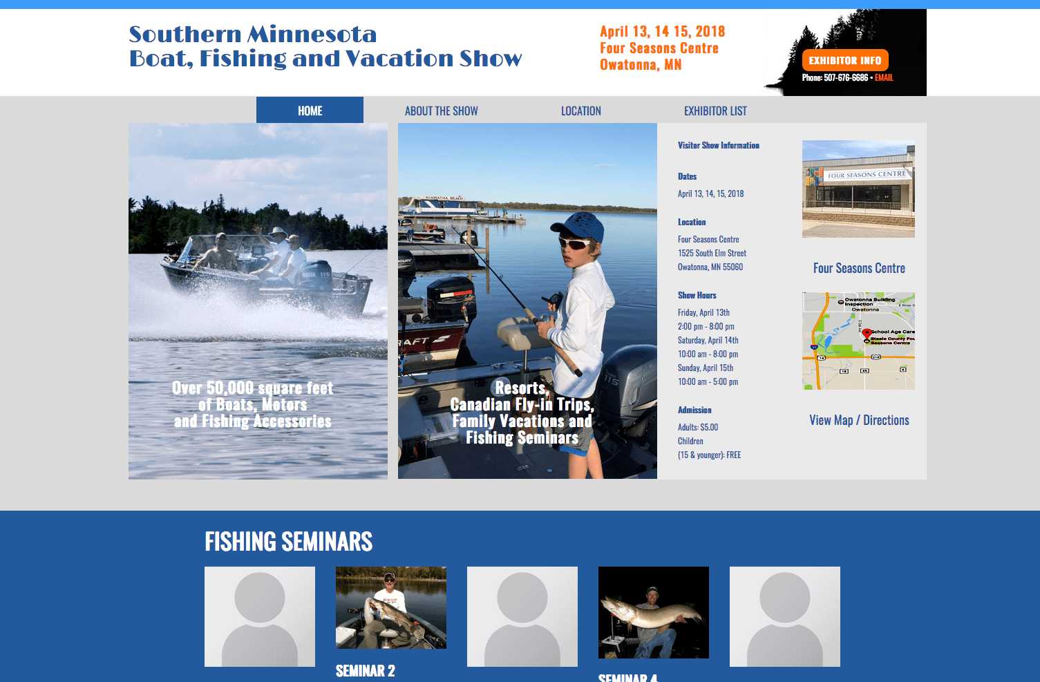 Southern Minnesota Boat Show Mankato, MN site Design & Development