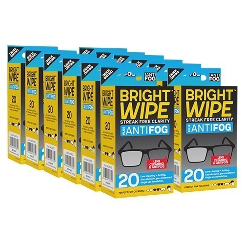 BRIGHTWIPE 20pcs Lens Cleaning Antifog Wipes 12pc Pack Optica Life
