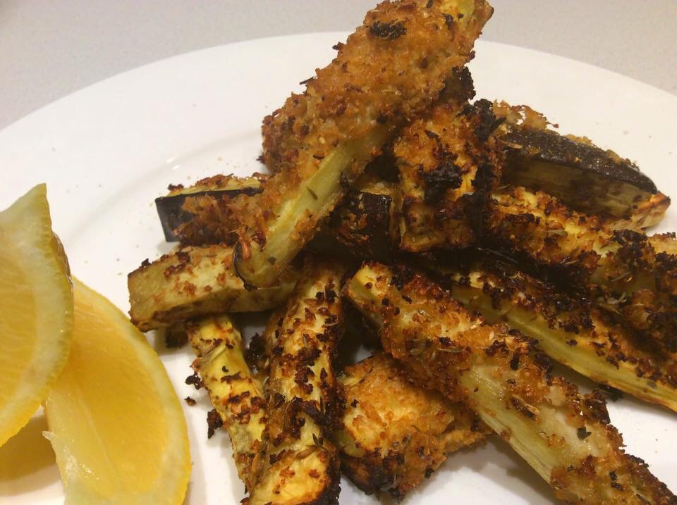 Crumbed eggplant chips Opti Cook