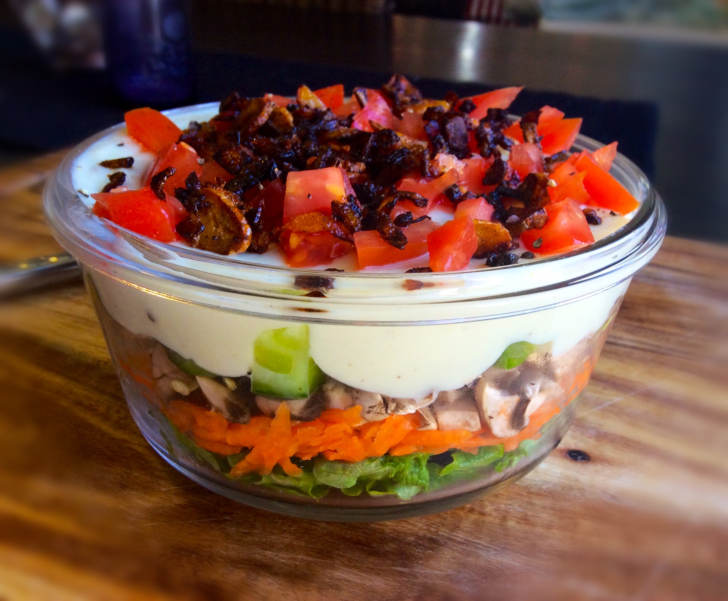 Good old layered salad reinvented, make day before, great for lunch on