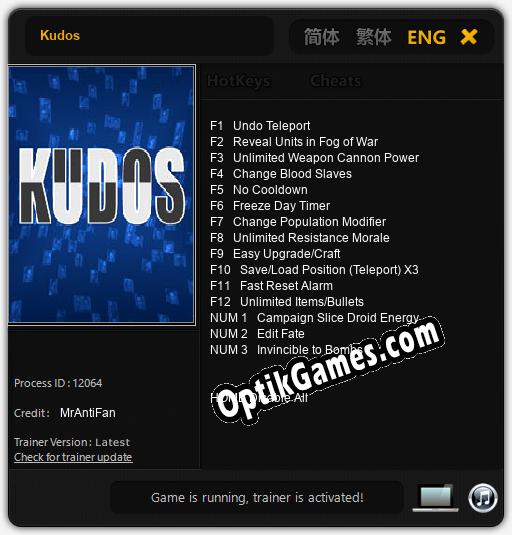 Kudos Trainer +15 v1.4 » Downloads from