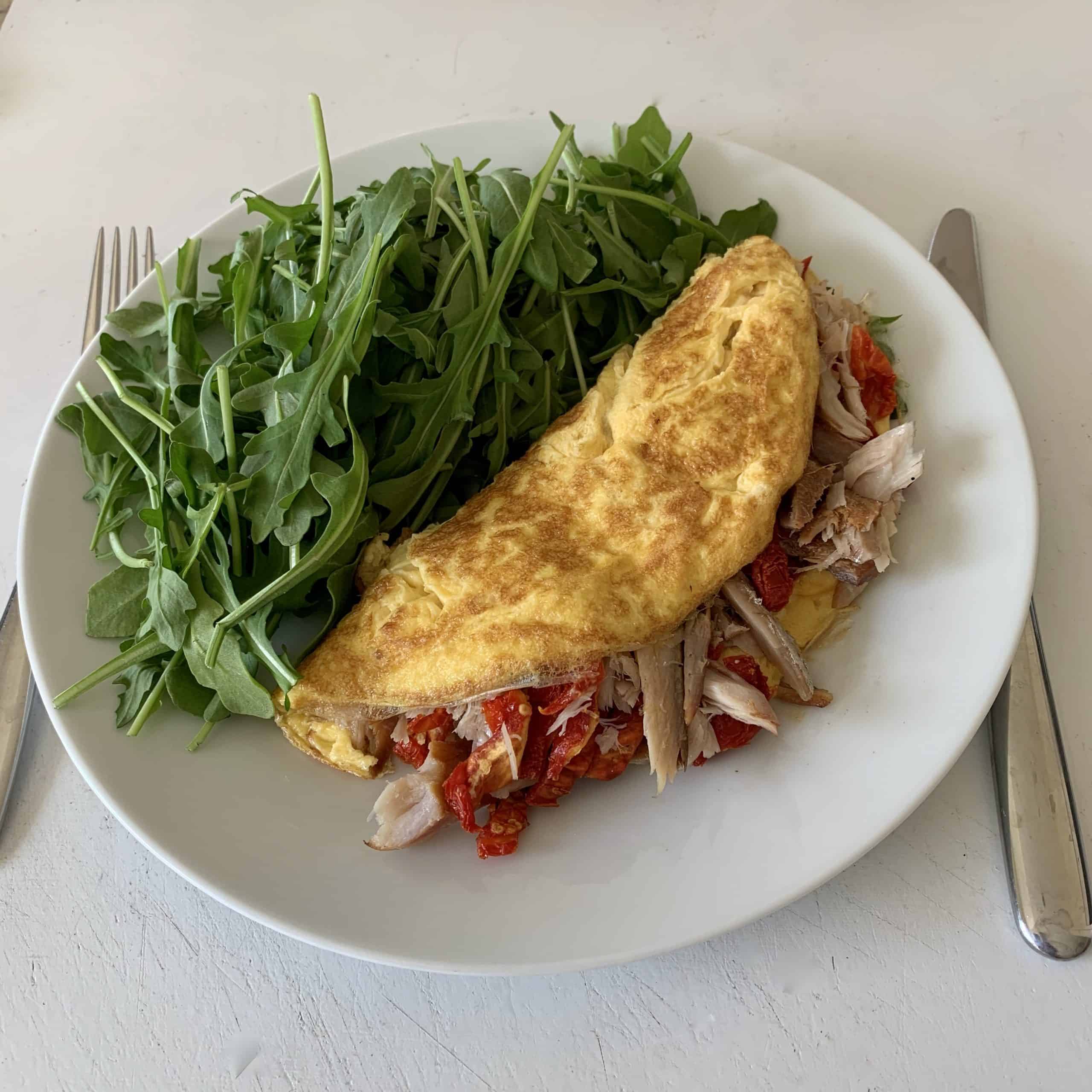 Fish Omelette with Greens Optimising Nutrition