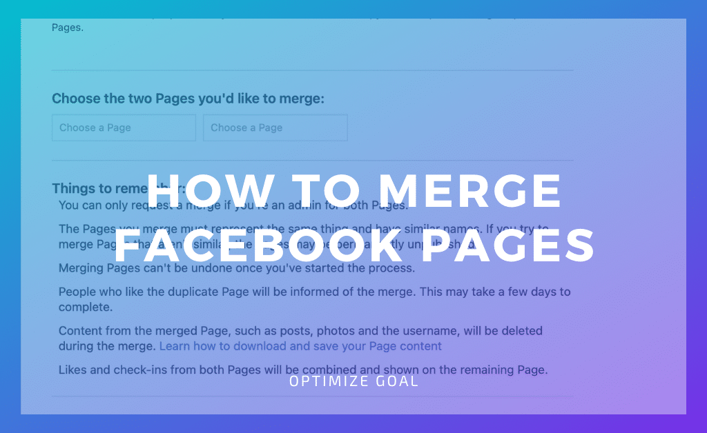 How To Merge Facebook Pages Optimize Goal