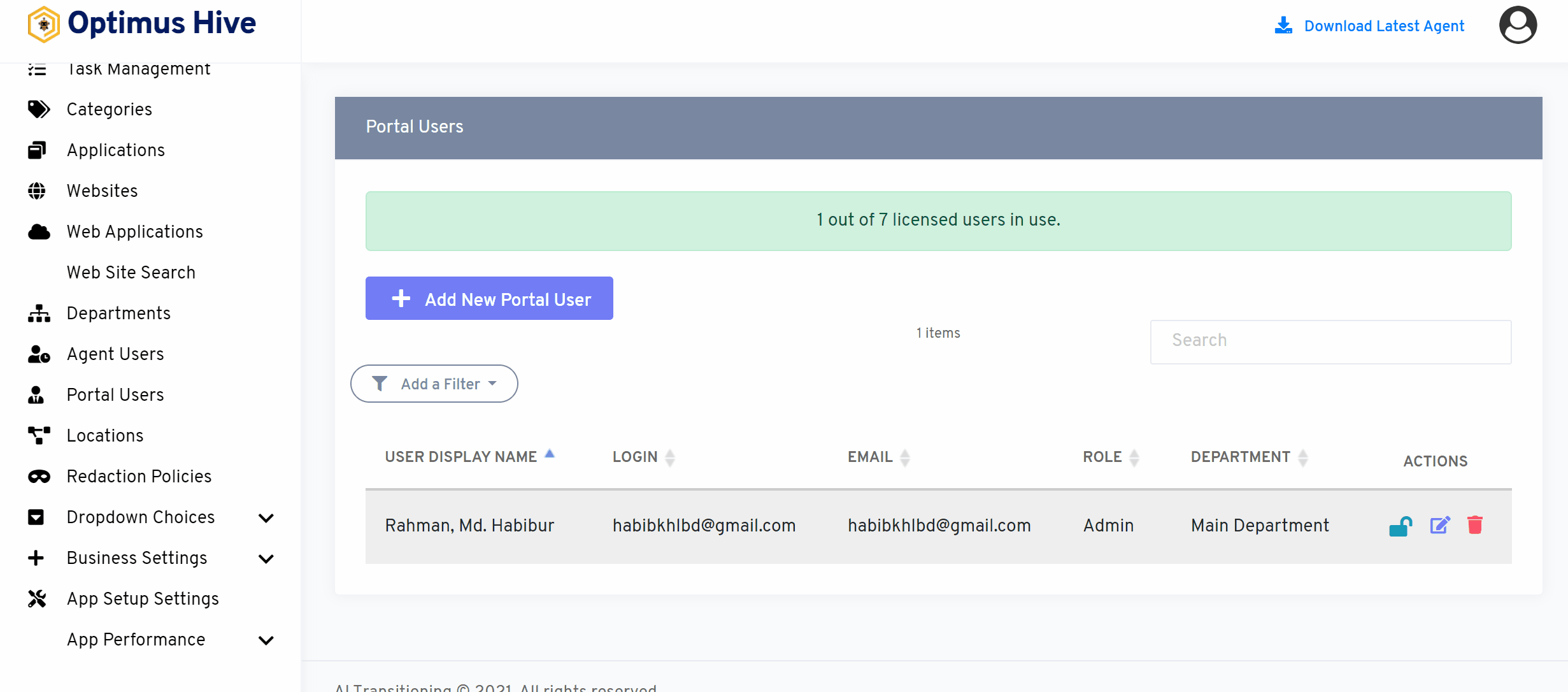 How to access the Agent’s basic settings Optimus Hive