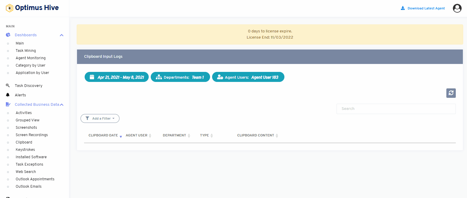 How to apply list filters Optimus Hive