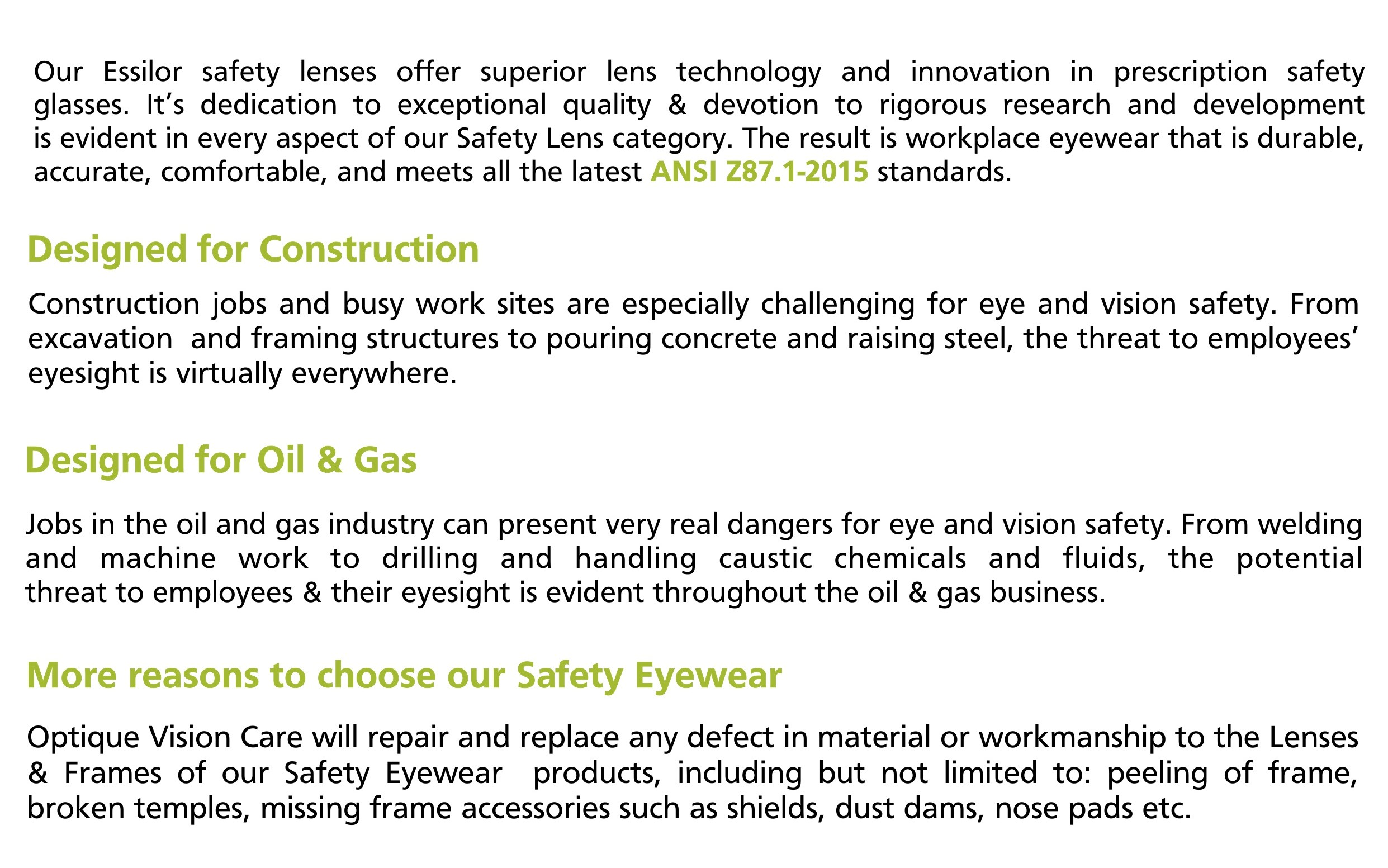 Industrial Safety Eyewear Optique Vision Care