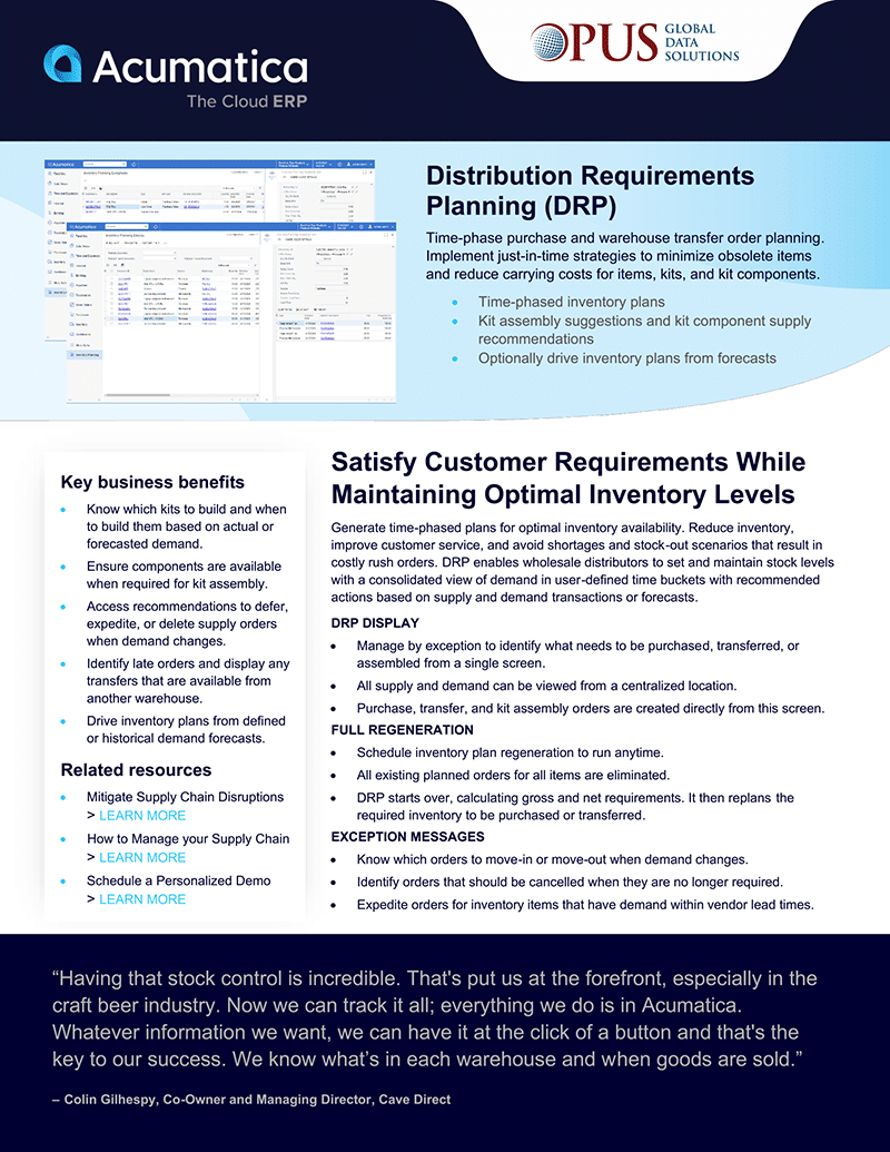 Distribution Requirements Planning OPUS GDS