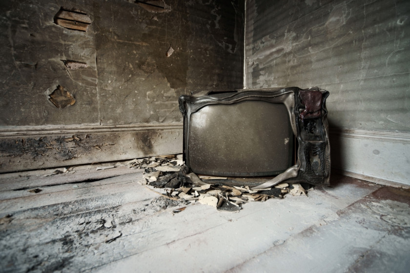 Burned television. OPUSfidelis