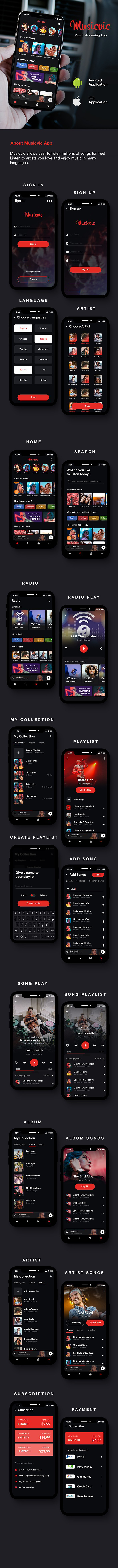 Music Android App Template + Music iOS App Template| Songs App| Streaming App| IONIC 5 | Musicvic - 3